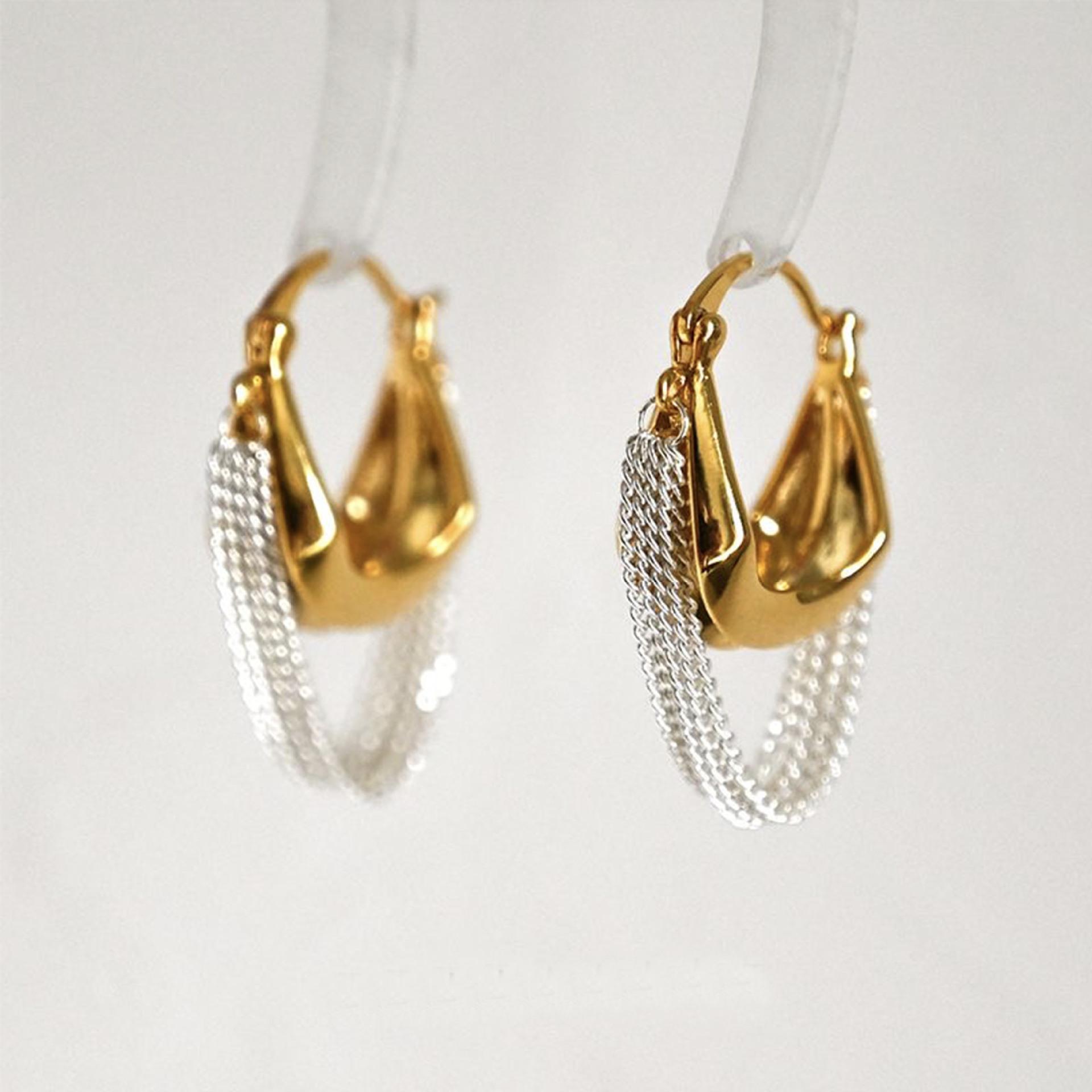 

Fashion Luxury Handbag Tassel Chain Hoop Earrings for Women Gold Plated Mixed Color Geometric Dangling earring Trendy Jewelry золотой