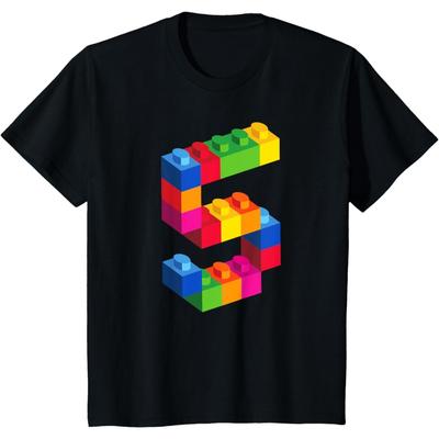 Tricou de ziua de naștere cu blocuri de construcție pentru 5 ani Cărămizi Al 5-lea Cadou Tricou