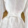 Retro Palace Temperament Round Neck Waist Show Thin Hook Flower Hollow a Word Lace Dress Elegant Large Skirt