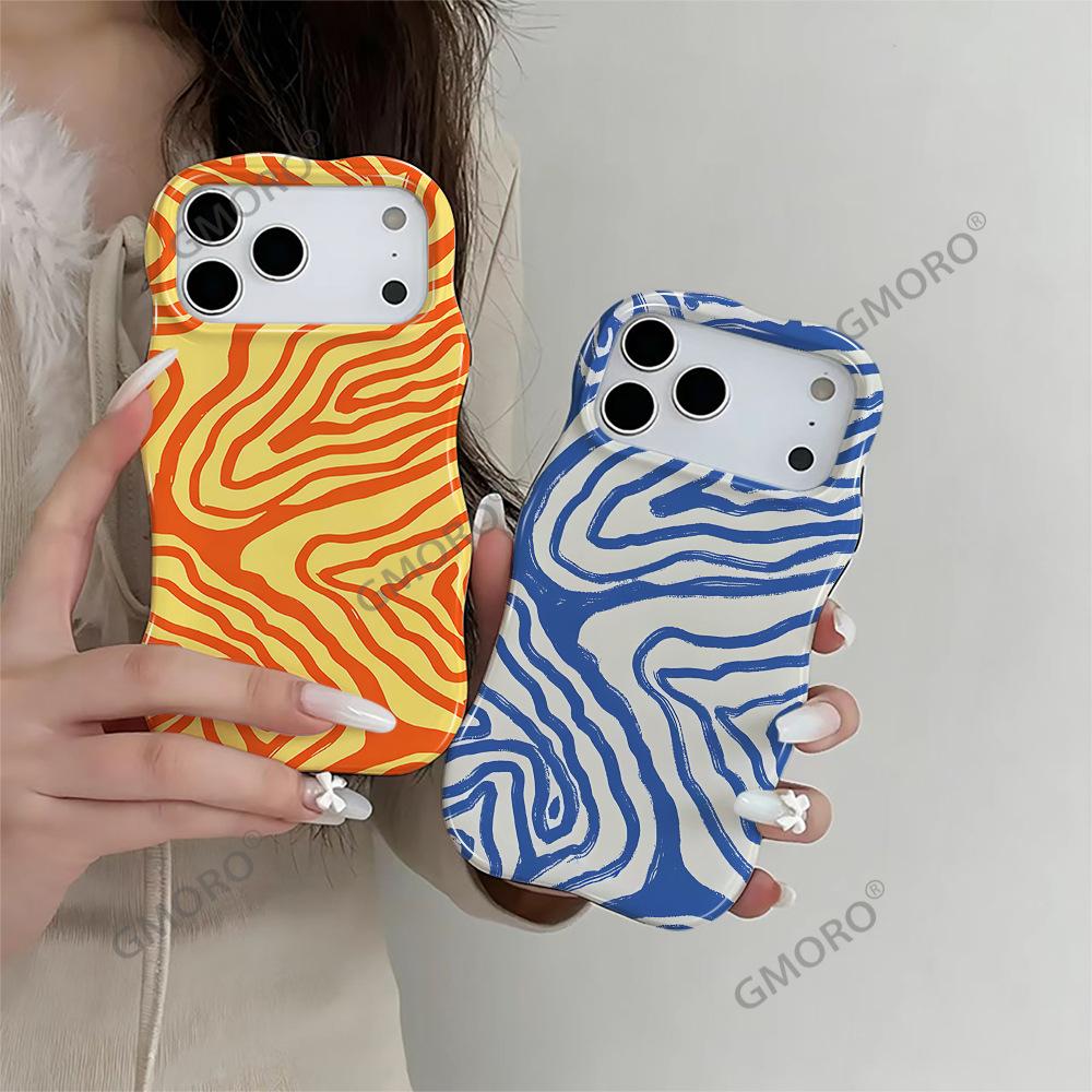 Vintage American Style Abstract Lines Mobile Phone Case iPhone15 Amazon Wave Film 2-in-1 Apple 17