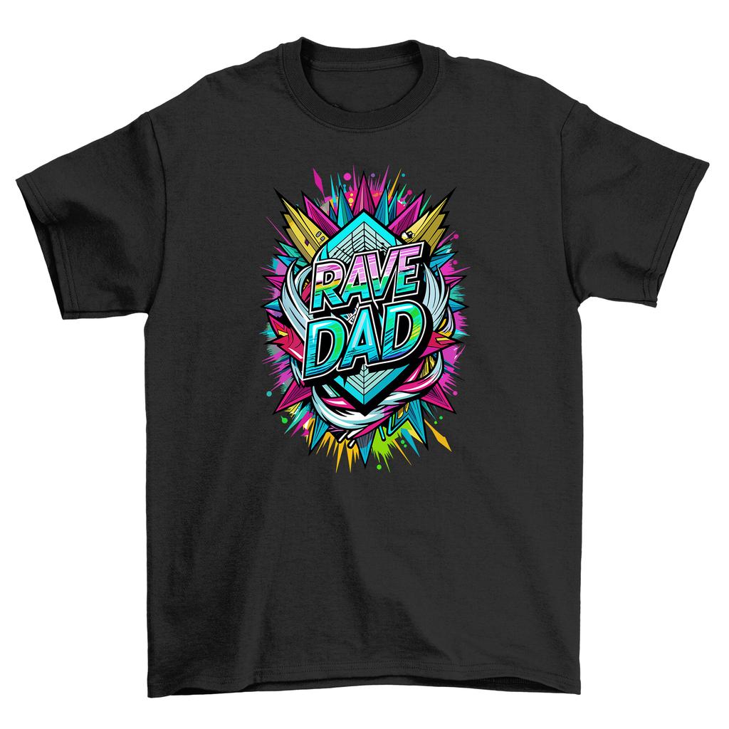 Rave Dad Funny T-Shirt Mens Womens Tees Top - Colorful Design for the Ultimate Party Parent! Unisex P