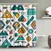 Modern Retro Geometric Pattern Shower Curtain for Bathroom Decor Waterproof Fabric with Hooks Set In Yellow Orange Blue Green Wh
