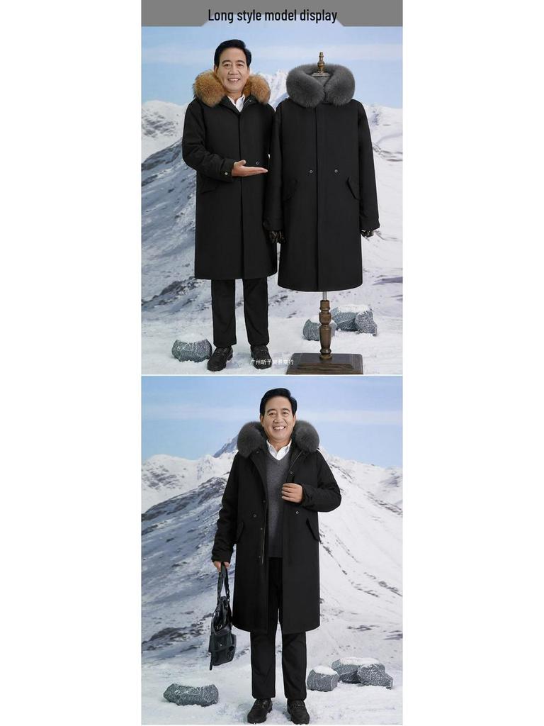 Herren Winter Parka mit Pelz und Fleece-Futter für mittlere und ältere Jahre