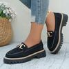 Fashion Women Platform Sneakers 2025 Autumn Metal Shallow Buckle Casual Wedge Retro Women Loafers New Light Comfort Platform Shoes Women
