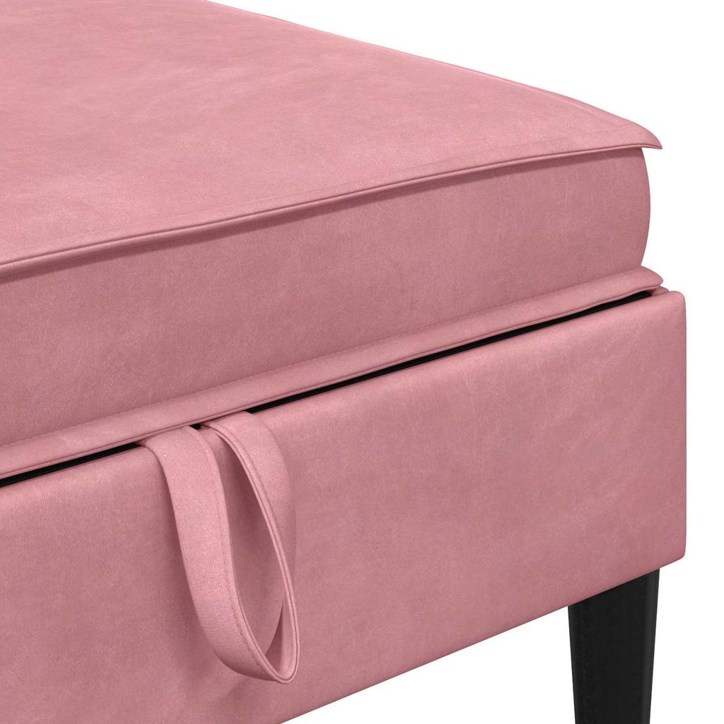 Storage Ottoman Sofa in Pink Velvet