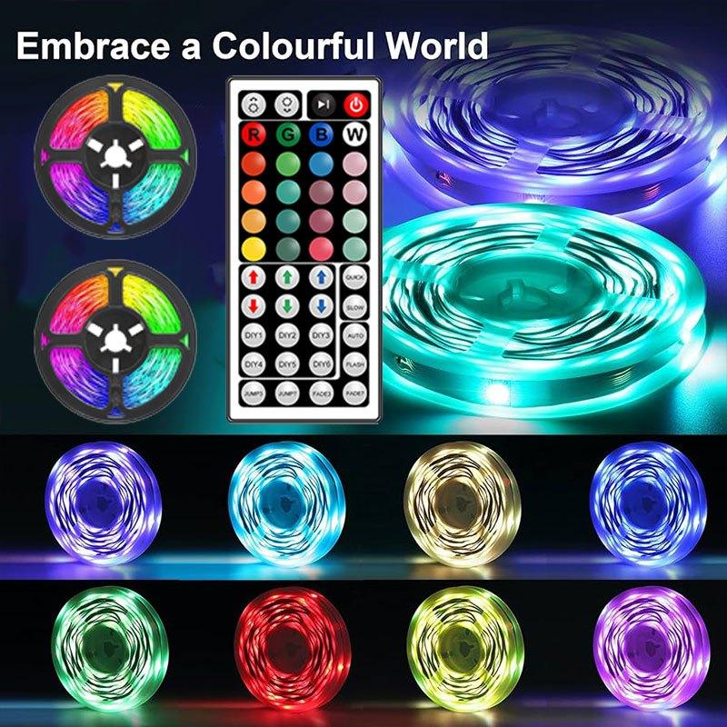 5V USB 5050 SMD RGB LED Strip, Color Changing Tape Light with 44 Keys Remote, Flexible Adhesive Lamp for TV Decor