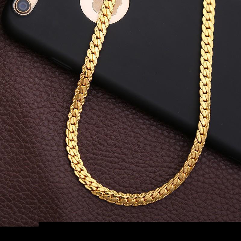Trendy Men's 5mm Silver-Plated Plain Clavicle Chain Necklace