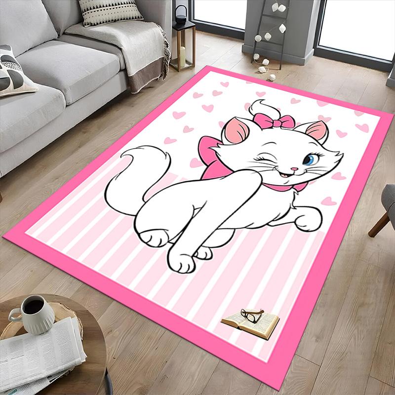 1pc Pink Heart Aristocats Carpet for Playroom Bedroom Living Room Sofa Home Decor,kids Game Area Rug Non-slip Floor Mat Y728135