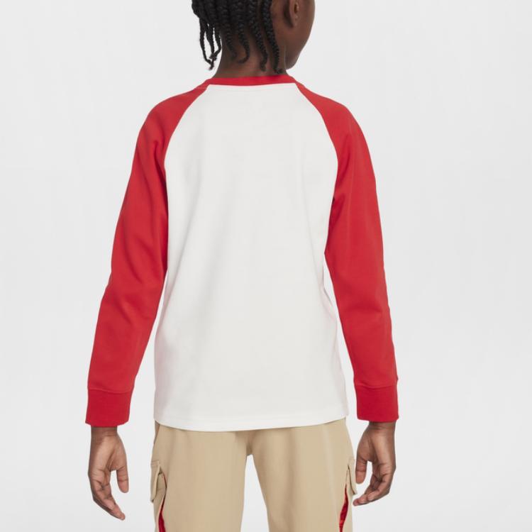 Nike Sportswear Serpent Welcome Collection Crew Neck Fashion Versatile Pullover Long Sleeve Kids Tops Sail IH0993-133