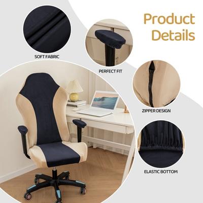 Gaming Chair Cover Dustproof Zipper Closure Contrast Color Stretchable Soft Fabric Elastic Buttom Anti-slip Chair
