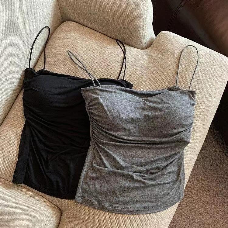 Damen BH Stretch Damen Strand Alltag Lässig Tanktop Neu Damen Neckholder Top Sommer Koreanischer Stil Trend Mode Eingebaut