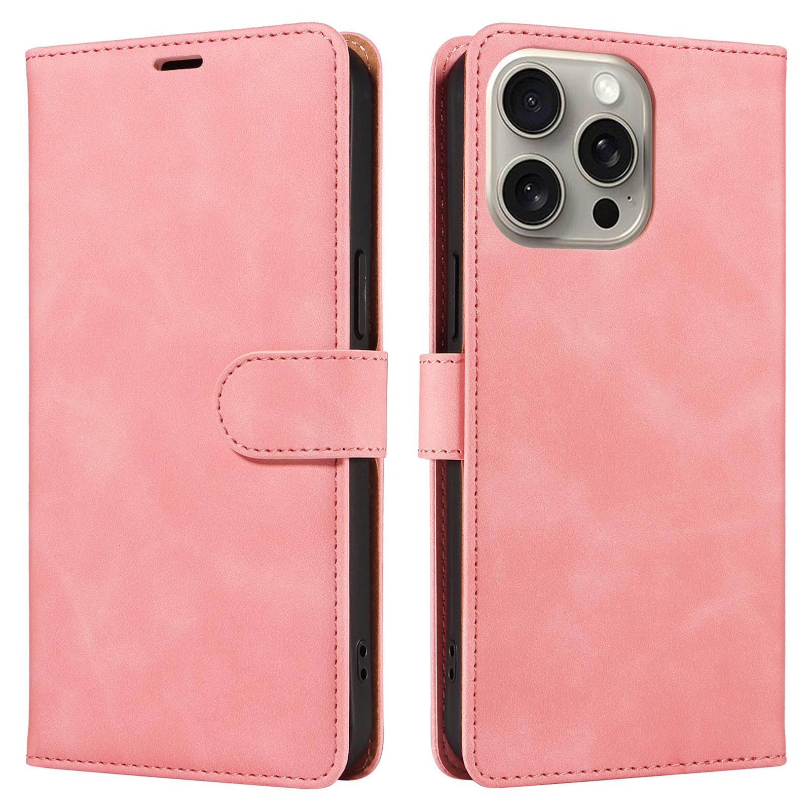 

For iPhone 16 Pro Case RFID Blocking Wallet Stand Leather Flip Phone Cover with Slim Strap F