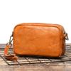Retro Simple Men'S Bag Vegetable Tanned Leather Shoulder Bag Cowhide Trend Messenger Bag Genuine Leather Women'S Small Square Bag Steamed Bread Bag