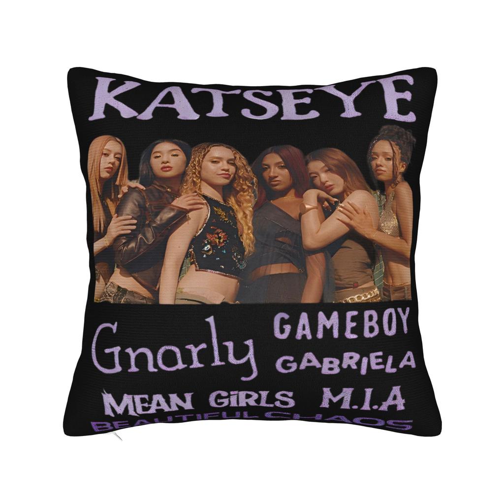 Kpop Katseye Federa per Cuscino Musicale Poliestere Copricuscino Regalo Federa per Cuscino Auto Cerniera 45*45cm