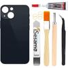 Rear Back Glass Replacement Compatible with iPhone 13 All Carriers with Pre-Installed Adhesive and Repairing Tool Kits (Black)