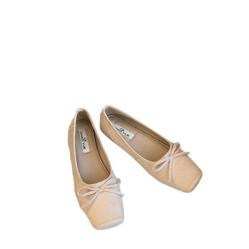 Flat Shoes French Bow Women's Shoes Red Small Single Shoes Ballet Shoes Spring and Summer New Ladyshoes Soft-soled Shoes Women