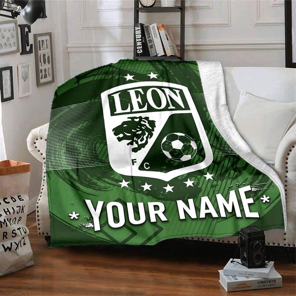 1pc Leon logo Blanket with Custom Name, Gift, for Men and Women, Soft Blanket, Good for Sofa Bed Couch Travel, Lightweight Flannel Blanket