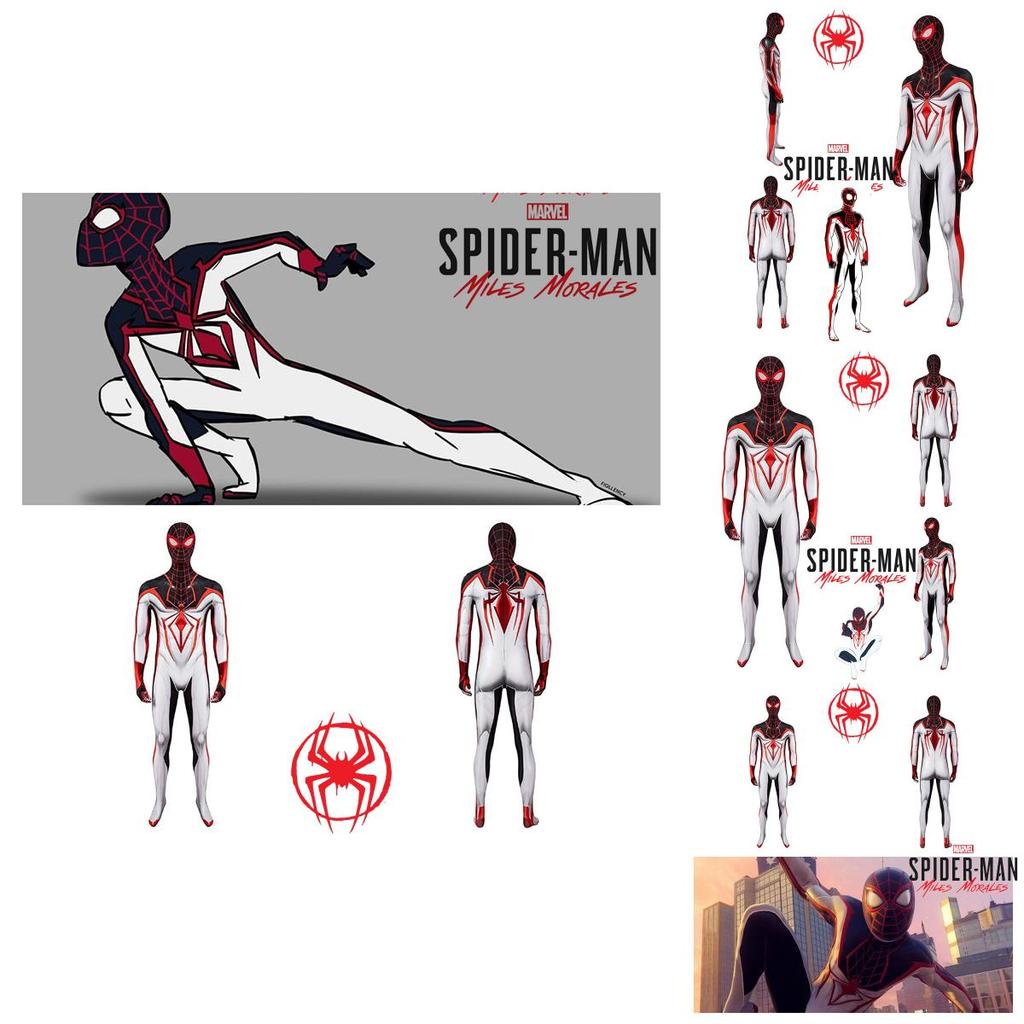 Spider-man Ps5 Miles Morales T.r.a.c.k. Costume da Cosplay Bianco per Adulti