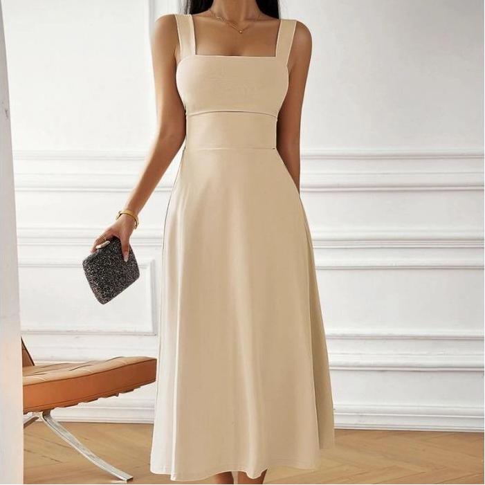 

Жіноча сукня на бретелях, елегантна однотонна XL абрикосовий