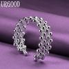 Offenes Armband aus 925er-Sterlingsilber mit glatten Perlen, Modeschmuck