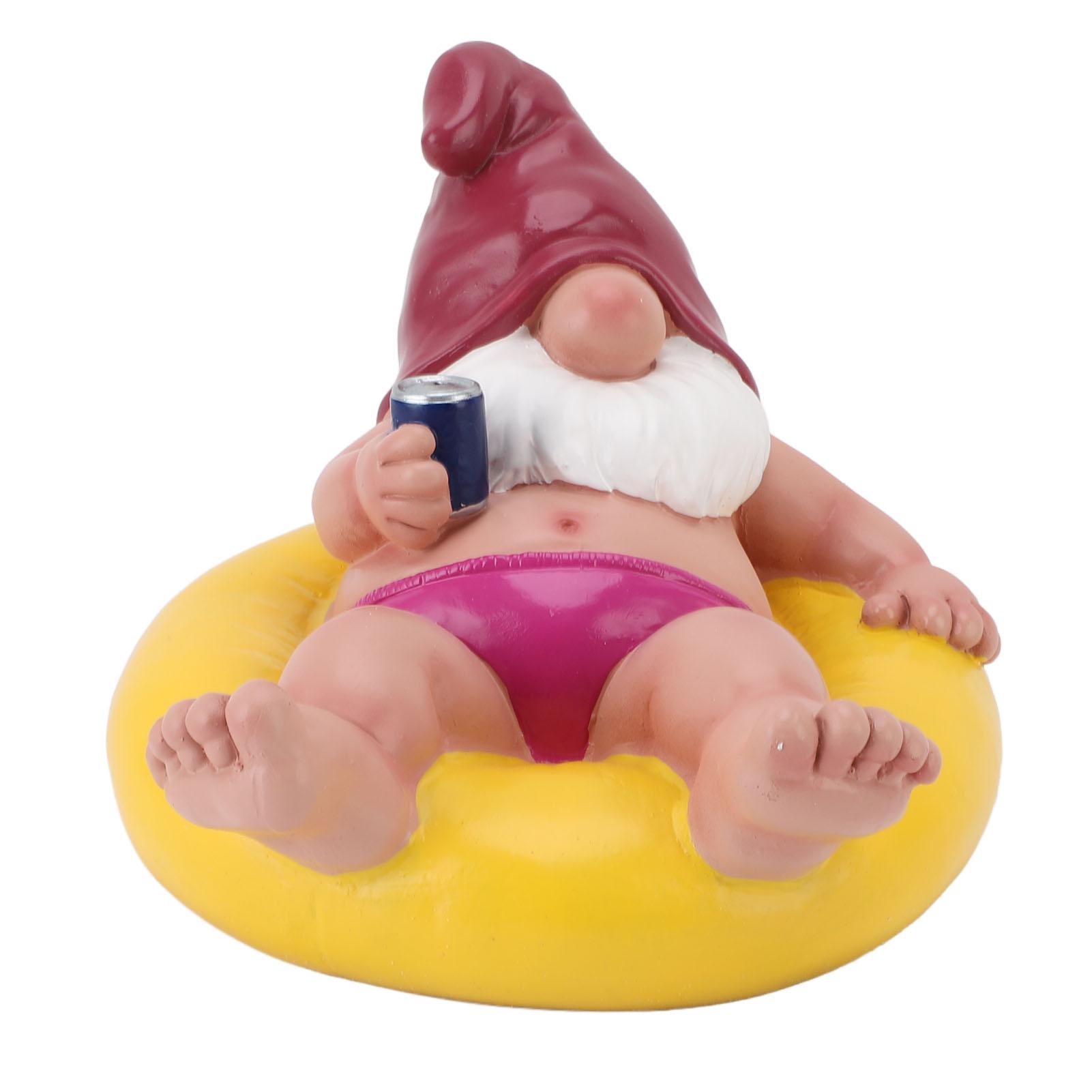 Pool Floater Gnome Statue Resin Pool Party Relaxing Funny Garden Floating Gnome Figurine for Outdoor Decor Pool Party Gnome