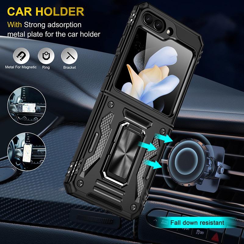 Lens Protection Ring Rotating Stand Phone Folding Armor Case for Samsung Galaxy Z Flip 7 FE / Flip 6 / Flip 5 Shockproof Cover
