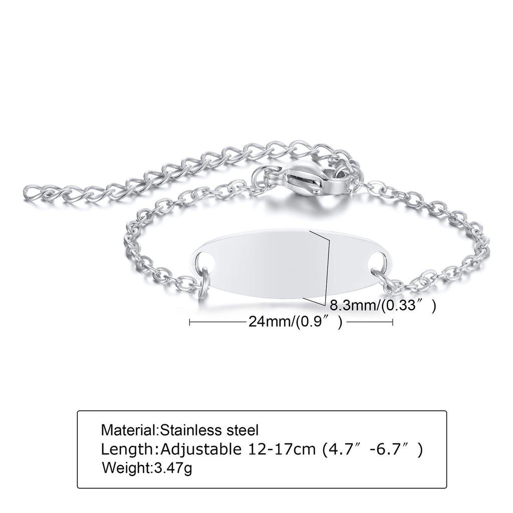 Custom Personalized Name ID Bracelet Gilrs Boy Gifts, Stainless Steel Curb Chain Link Crown Bracelet Not Allergic