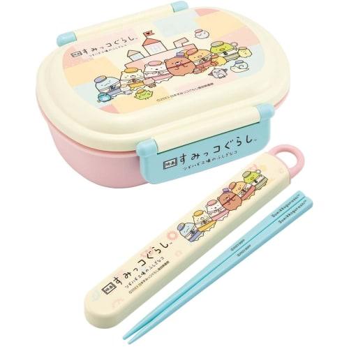 Skater Bento Chopstick Case Set, 16.5cm Chopsticks for Kids, Antibacterial, Sumikko Gurashi Movie 3, Easy-Open Sliding Design, Made in Japan (ABS2AMAG