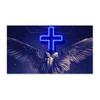 Angel Wings Cross Neon Effect Poster and Prints Christian Canvas Painting Wall Art Picture for Living Room Home Decoration