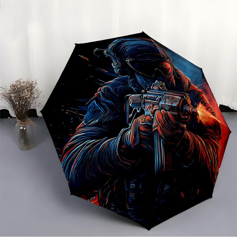 1pc Call of Duty Windproof Automatic Umbrella, Portable Folding Design, Lightweight for Women/Men280