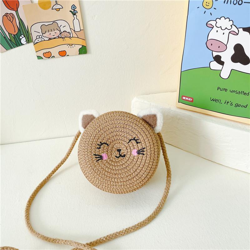 Adorable Mini Sac Tissé Chat Pour Filles Accessoire Élégant Pour Tout-Petits Couleurs Vives