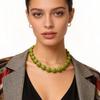 New Trendy Green Acrylic Geometric Beads Choker for Women Fashion Resin Crack Flat Circle Beaded Necklace Boho Jewelry Gift
