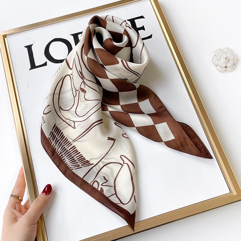 Luxury New Astrolabe Print Scarves Women's Silk Scarf Bandana Decorations Small Neckties Hairbands Bags