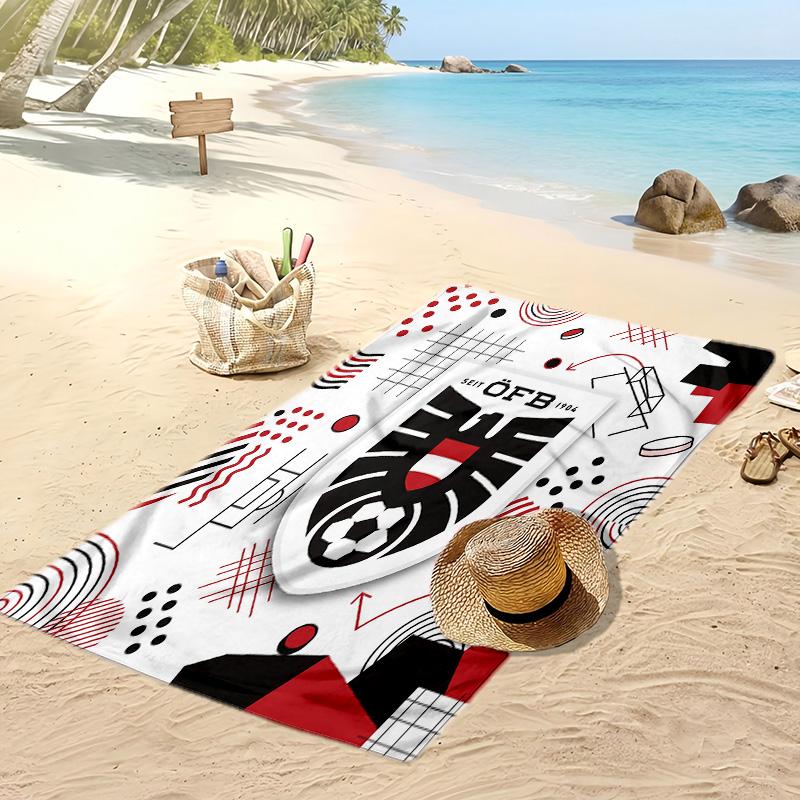 Asciugamano da Spiaggia con Stampa Calcio Austriaca Asciugatura Rapida Super Assorbente Morbido Asciugamano da Bagno per Nuoto Spiaggia Viaggio Souvenir Regalo