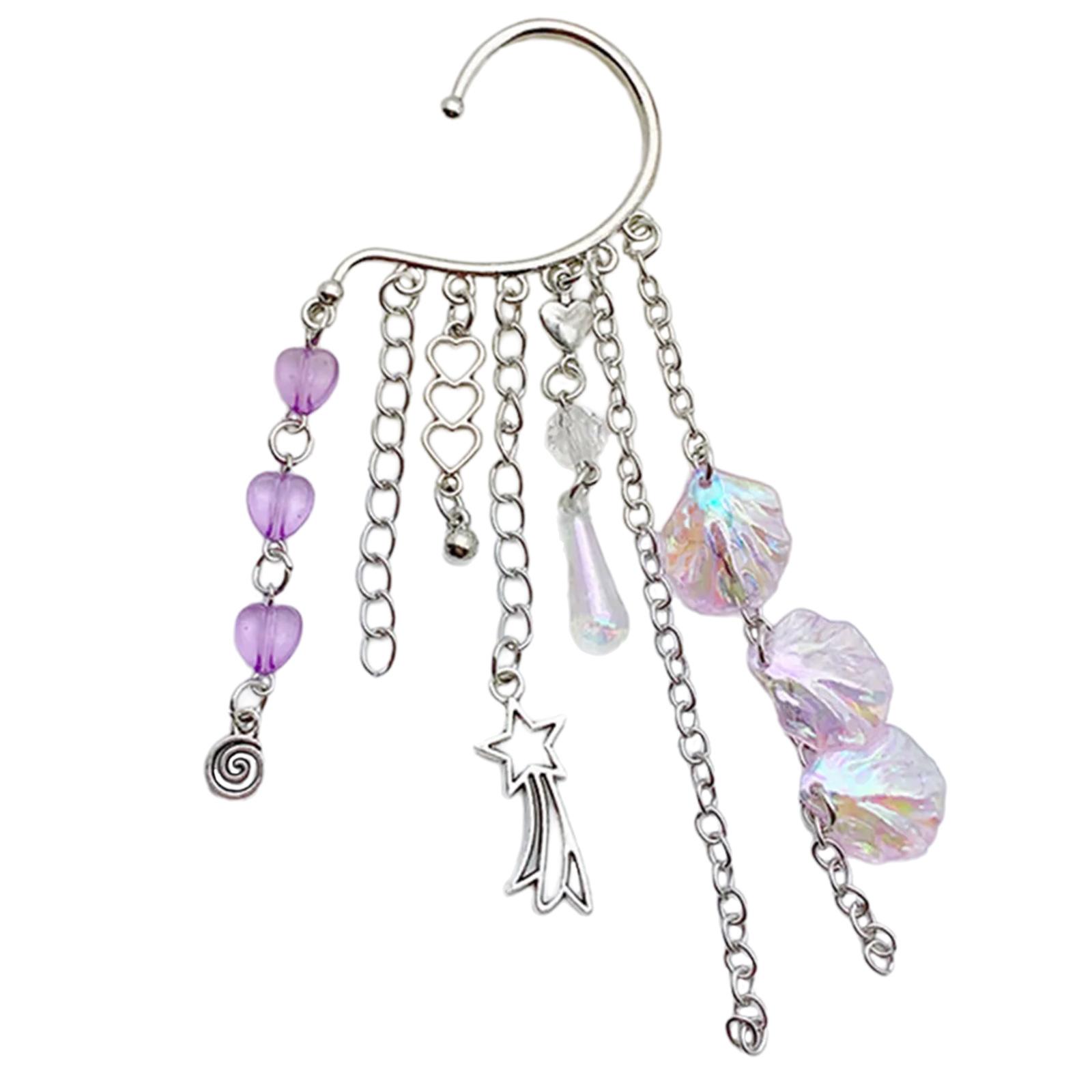 

Chic Metal Ear Cuff with Ocean Shell Eye catching Ocean Shell Ear Cuff Metal Ear Hook with Fringes Chain for Girls