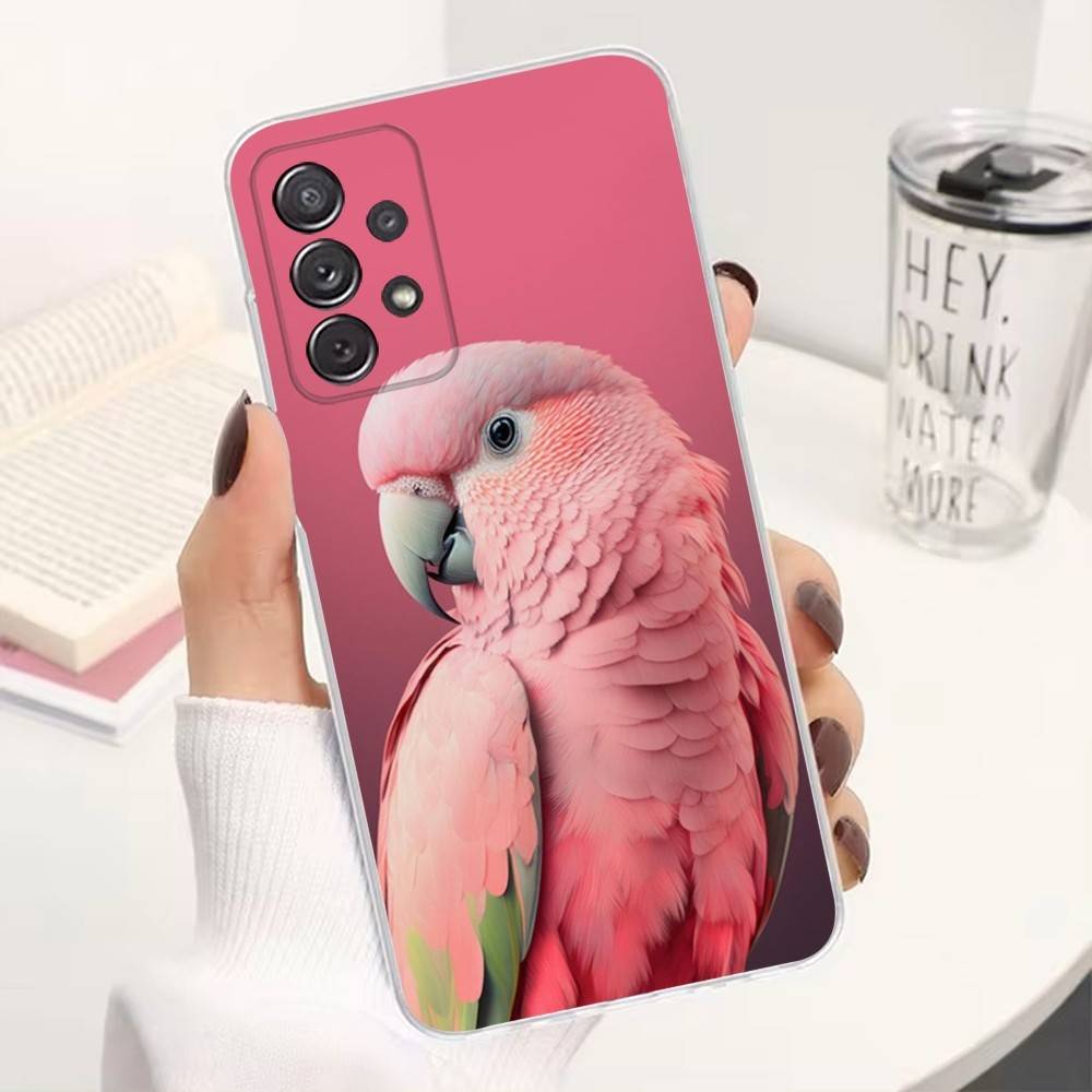 A-Animal Parrot Bird Phone Case For Samsung A51,71,30,S21,10,20,Ultra,FE,Lite, S22,23,9,PIus,Transparent, Silicone