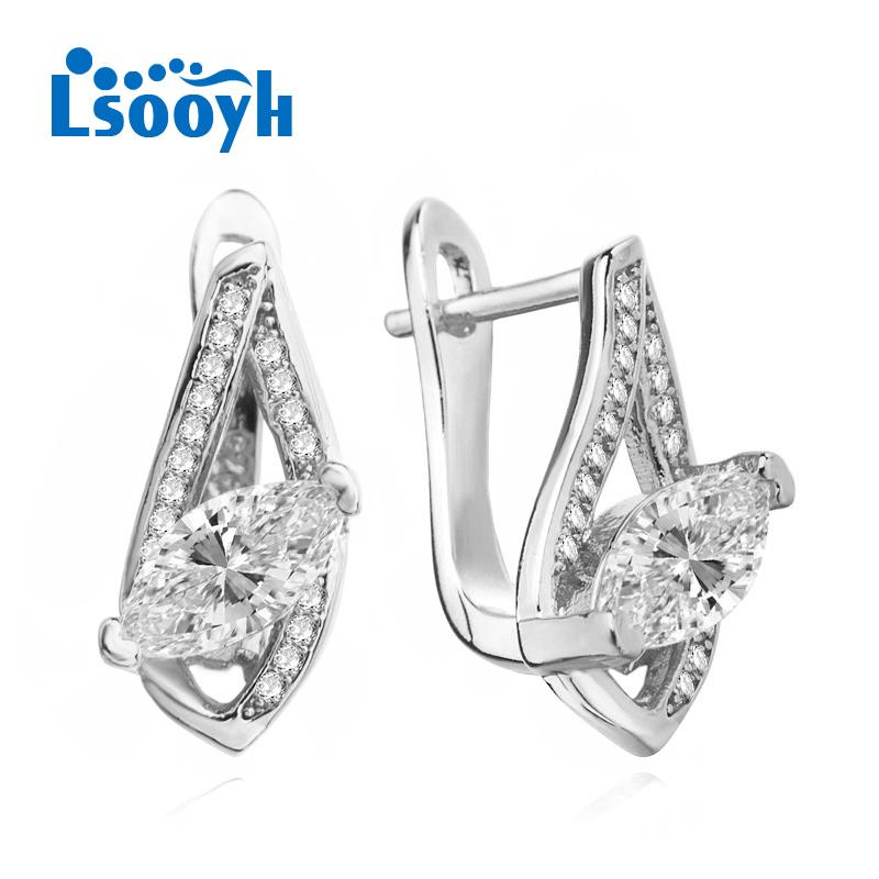 

LSOOYH серьги-клипсы золотого цвета, модные серьги для женщин, геометрические серьги-гвоздики с кубическим цирконием, ювелирные изделия B