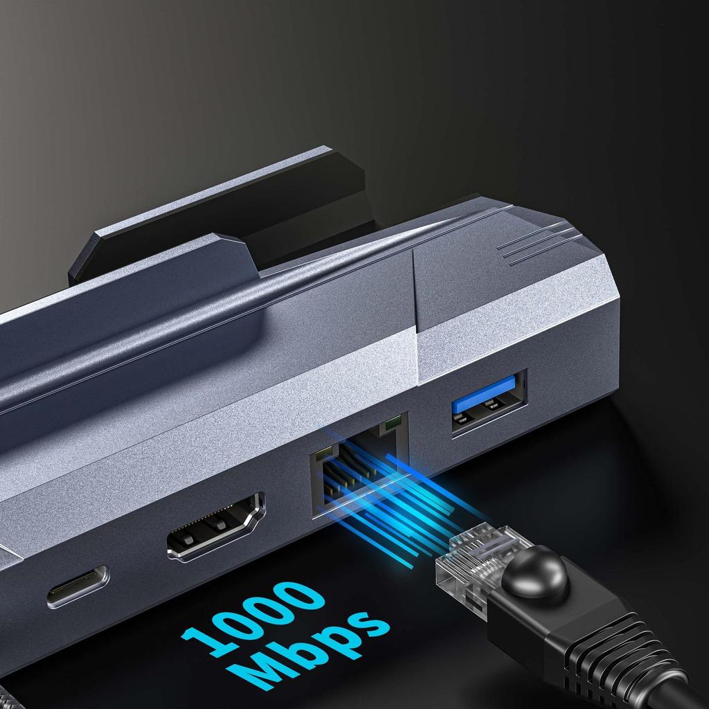 Type-C 6-in-1 Game Console Expansion Dock: HDMI 4K, Gigabit Ethernet, Steam-Compatible Multifunctional Base