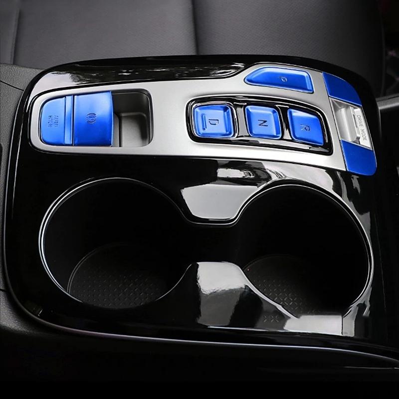 A87Q-Car Shift Panel Button Sticker Central Control Panel Button Decoration Cover for Hyundai Tucson   Silver