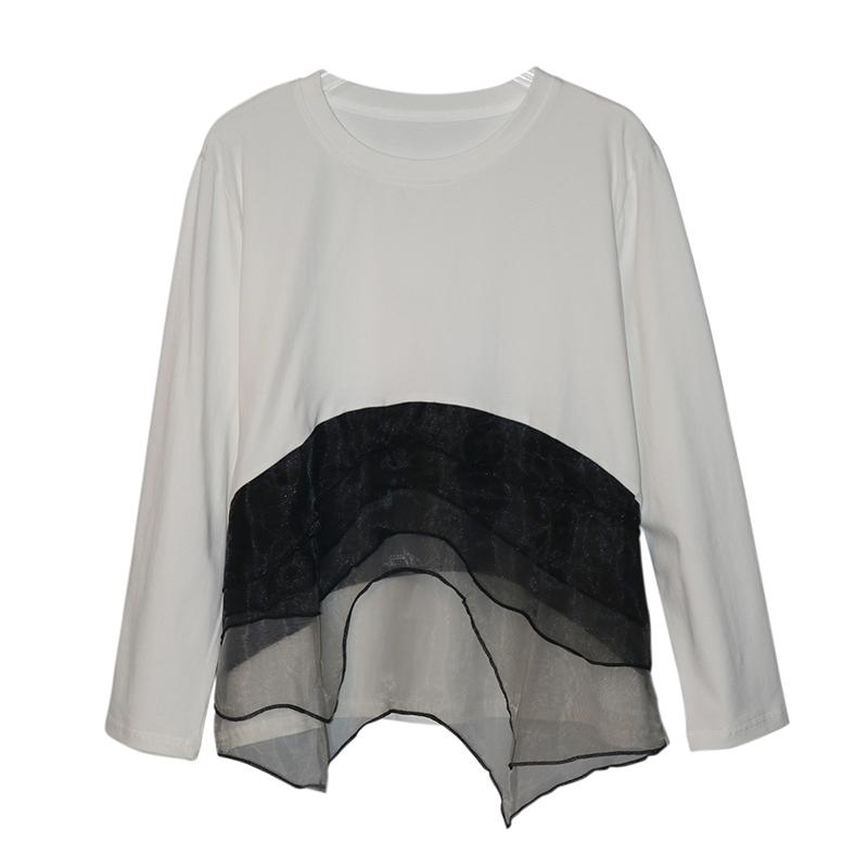

XITAO Patchwork Organza Fashion Loose Women T-shirt Top GJ1238 One Size