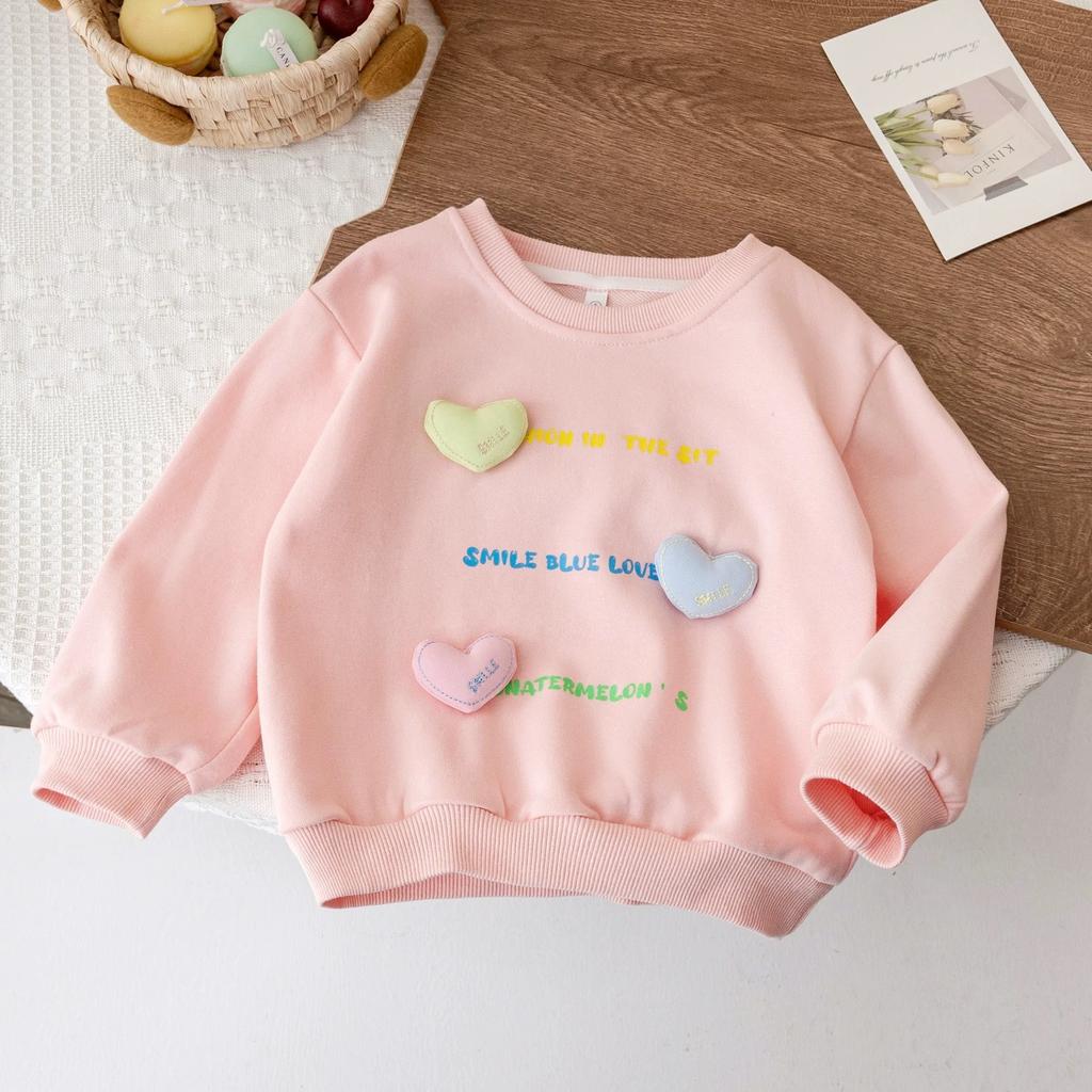 3 To 8Y Girls Sweater 2025 New Baby Pullover Top Love Spring and Autumn Fashion Children's Jacket