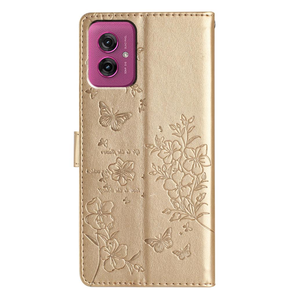 For Motorola Moto G55 5G Wallet Phone Case Butterfly Floral Imprint Leather Flip Cover