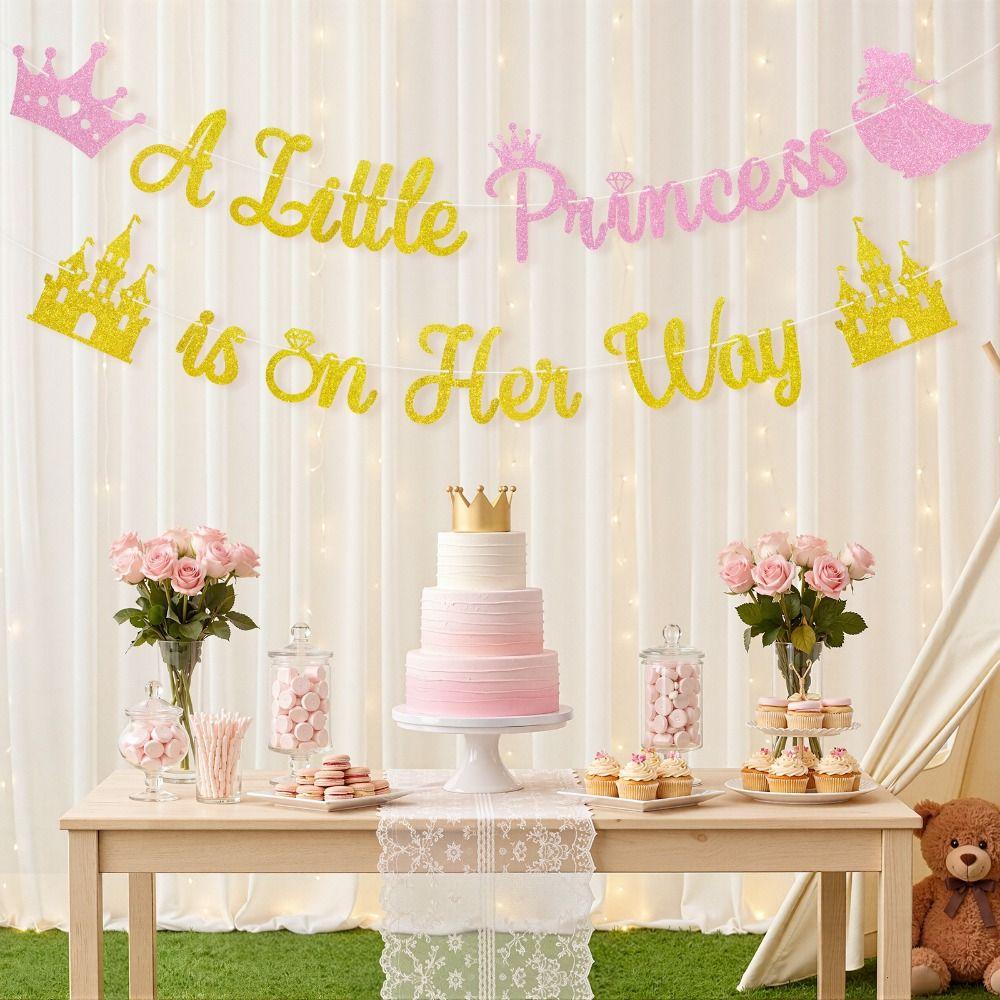 2 Strings A Little Princess Banner Pre-Strung Princess Party Decor  for Girl Baby Shower