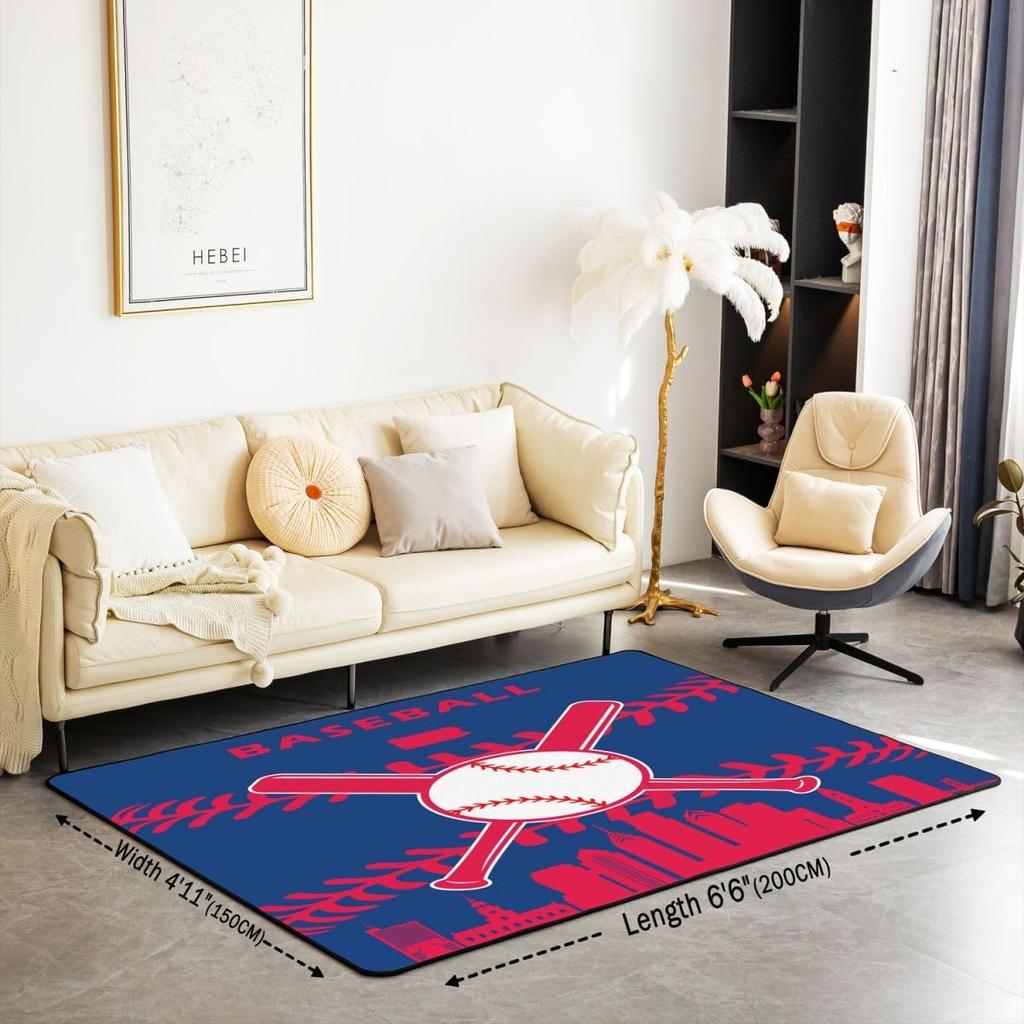 Ковер Erose Bridal Boys Baseball Area Rug 5x7 для подростков и молодежи, Ковер с изображением бейсбольной команды в подарок, Спортивные ковры для спальни, Городской ковер для помещений с тематикой бейсбола