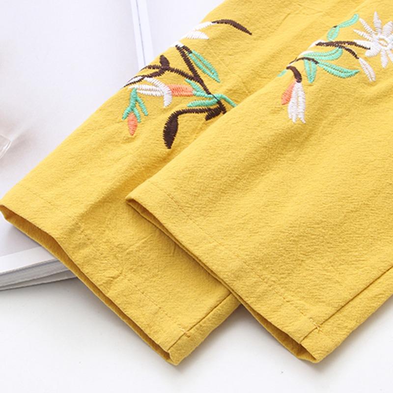 Summer Cotton Embroidered Large Size Women Blouse O Neck Flower Loose Bottoming Shirt New Casual T-shirt Retro Simple Top Basic Elegant Woman Clothing