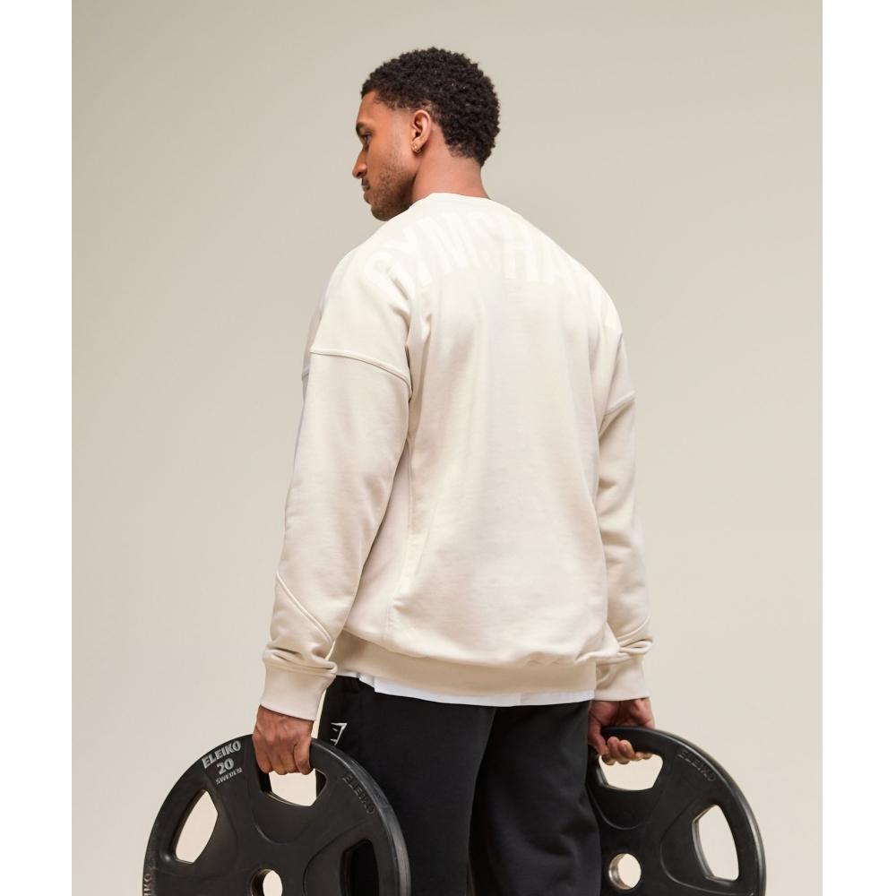 Gymshark Power Crew Ovesná bílá A2c9g Wc1v