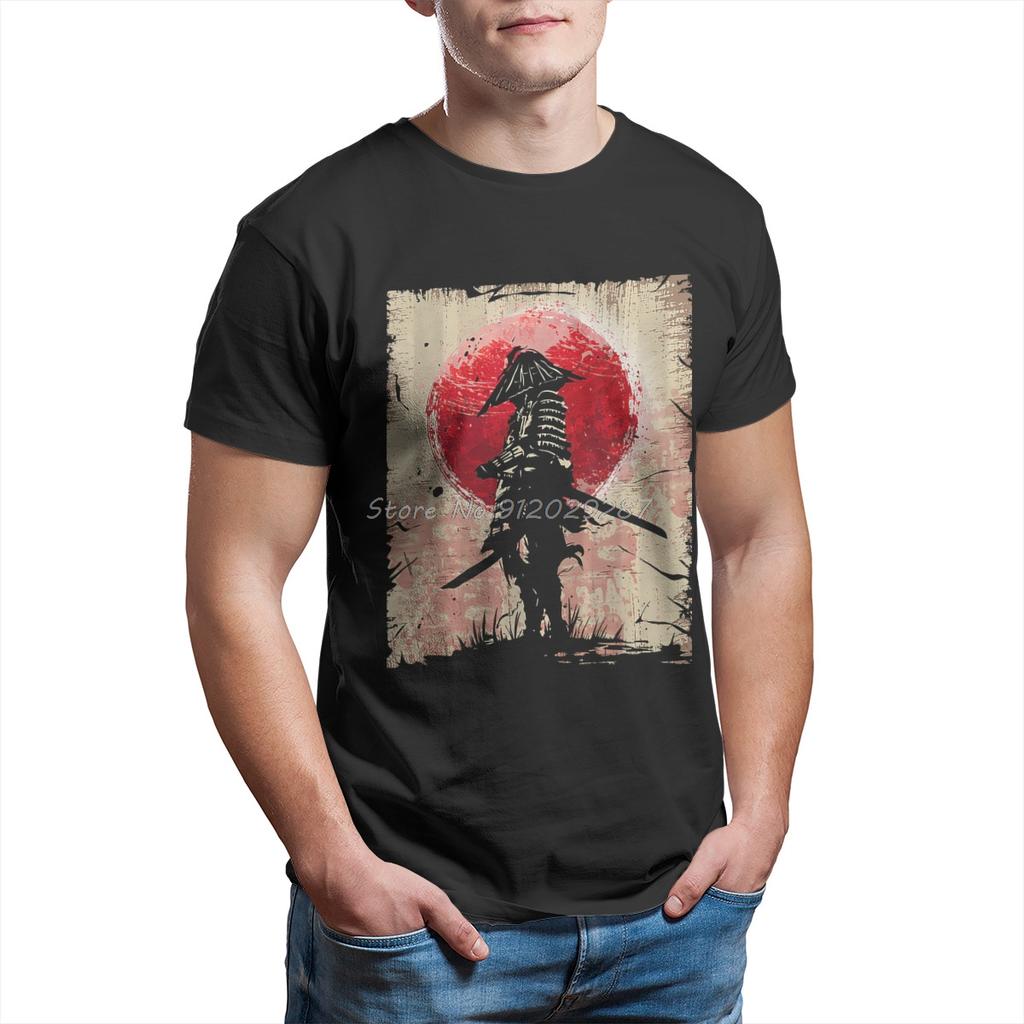Japanese Art Samurai Vintage Fighter Retro Design T Shirt Men T Shirt Summer anime Cotton T-shirt Tees Streetwear Harajuku