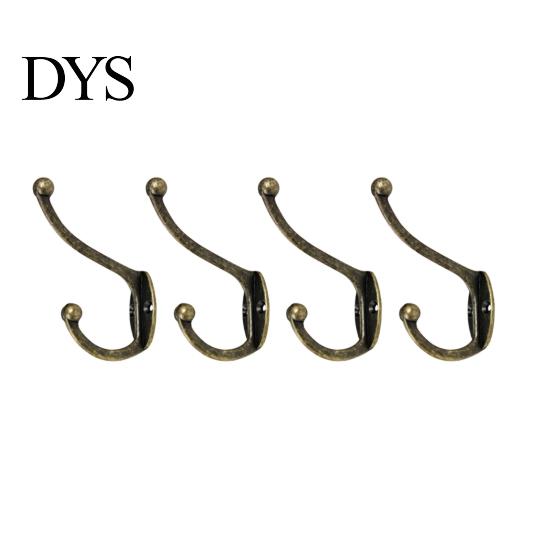 Vintage Clothes Hook Durable Bronze Zinc Alloy Double Leg Hanger for Wardrobes