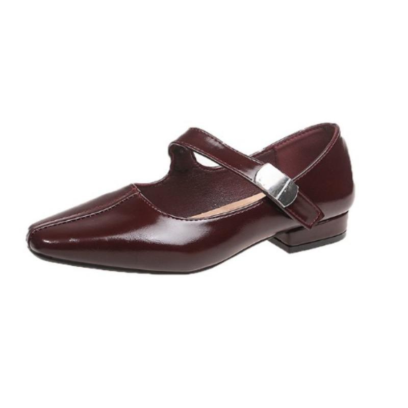 Fashion 2025Stylish Square Head Shallow Sole Women's Spring Autumn New Style French Night Vintage Commuting Low Heel Mary Jane Shoes