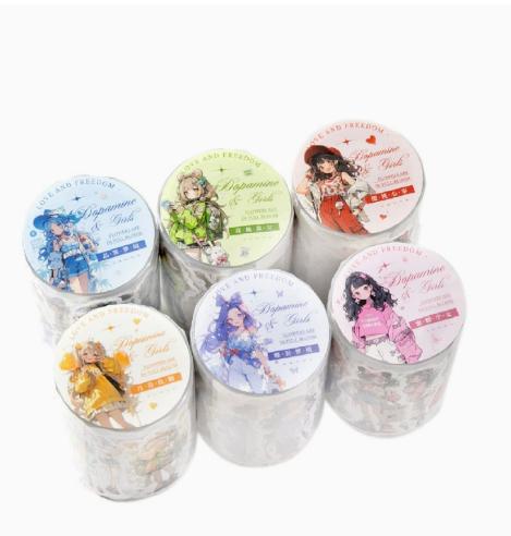 

6pcs/1lot Decorative Adhesive tapes Dopamine Girl masking tapes Junk Journal Scrapbooking stikcers Paper Japanese
